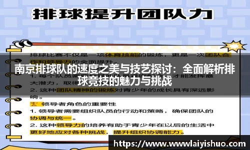 南京排球队的速度之美与技艺探讨：全面解析排球竞技的魅力与挑战